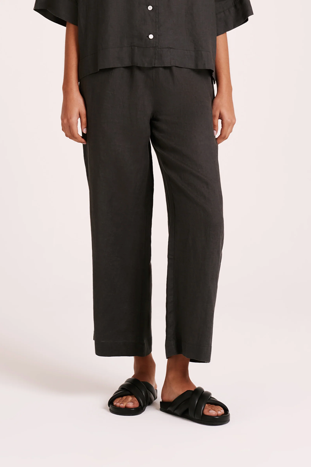Lounge Linen Crop Pant | Coal