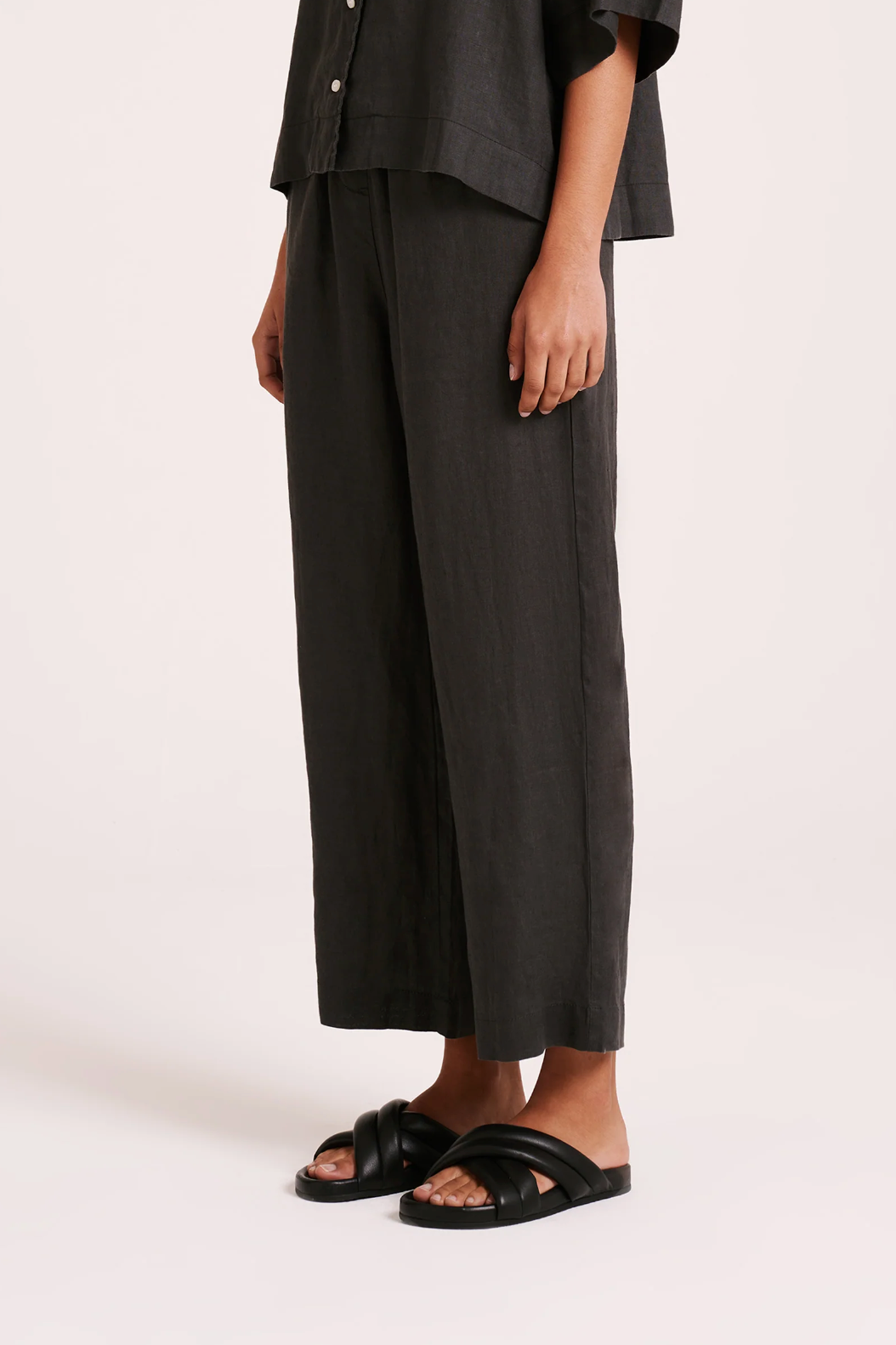 Lounge Linen Crop Pant | Coal