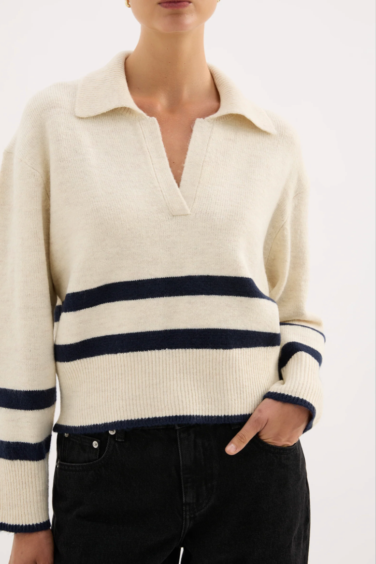 Archer Rugby Knit | Cloud Stripe
