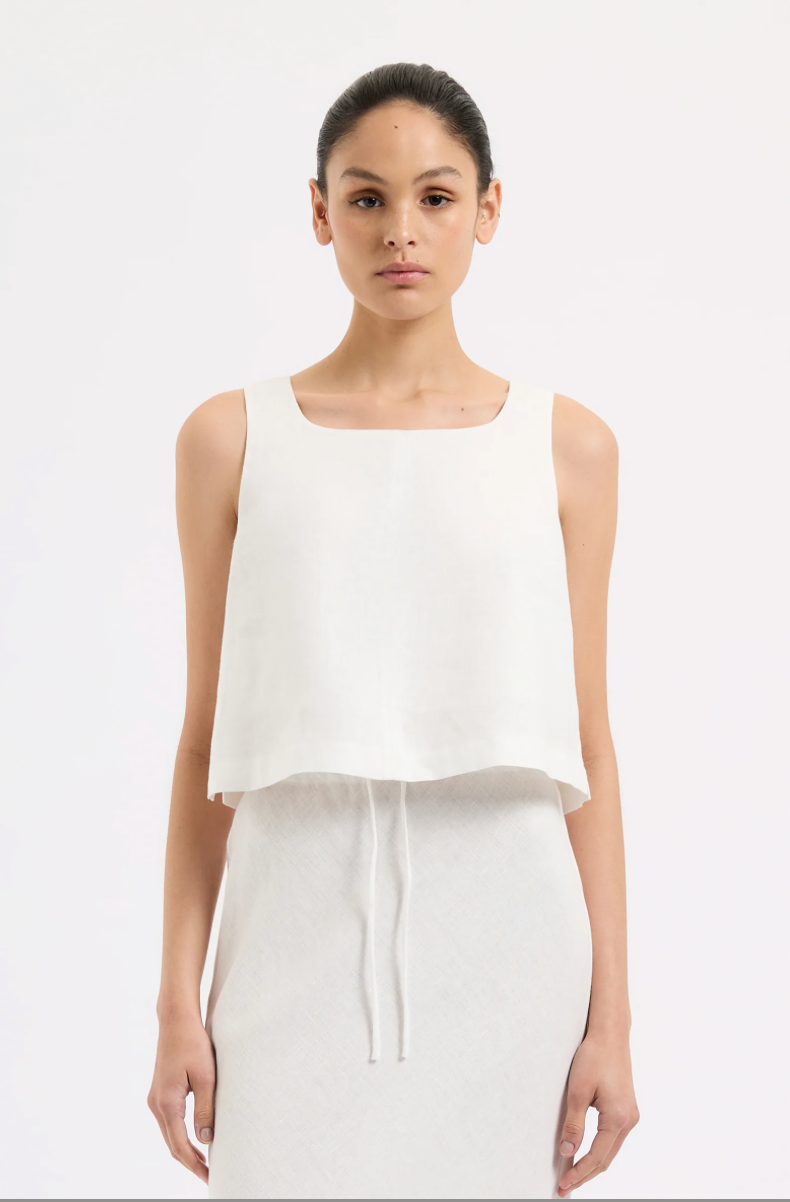 Thilda Linen Top | White