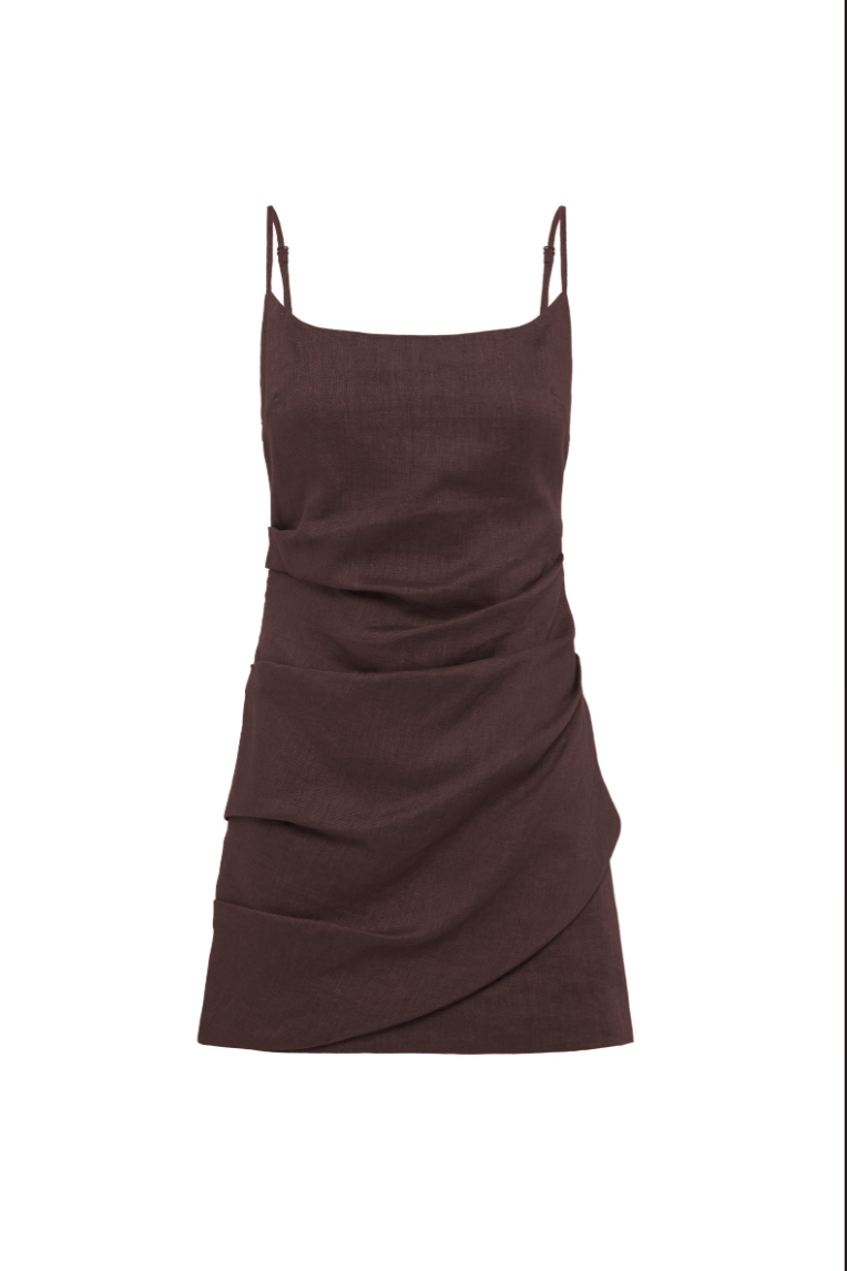Rani Linen Mini Dress | Chocolate