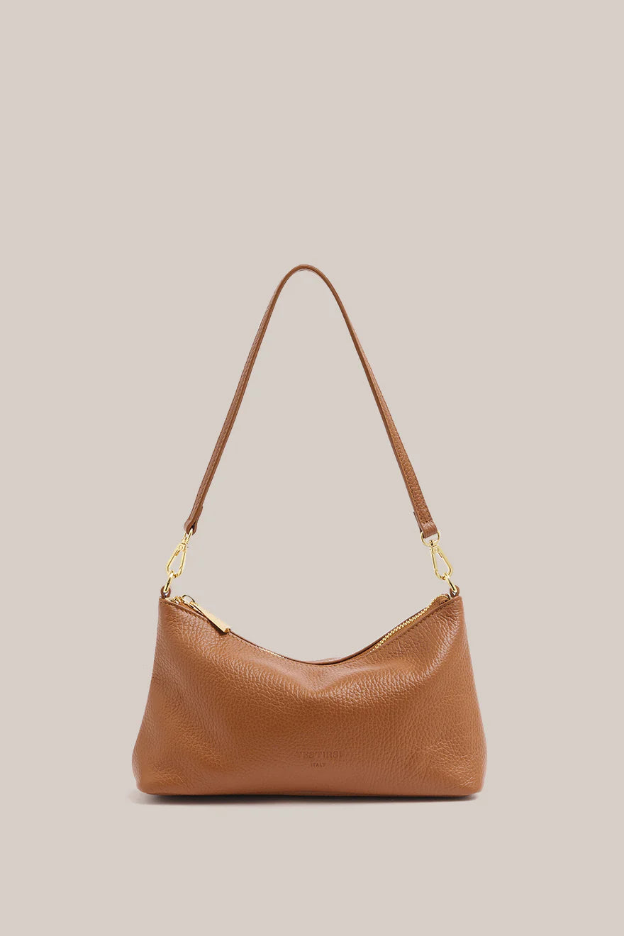 Ashley Tan Leather Crossbody Bag