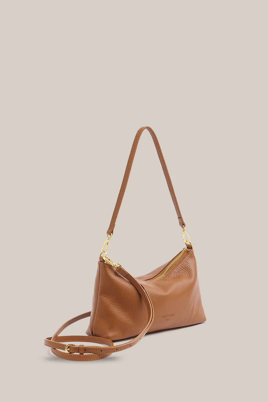 Ashley Tan Leather Crossbody Bag