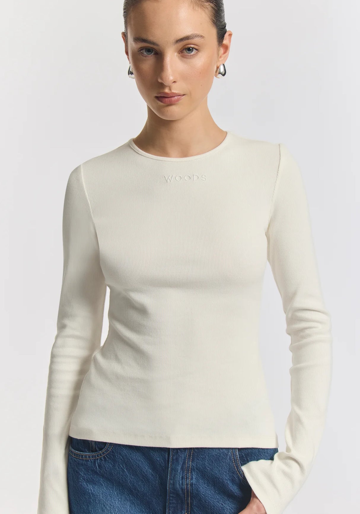 Woods Rib Longsleeve Tee | Ivory