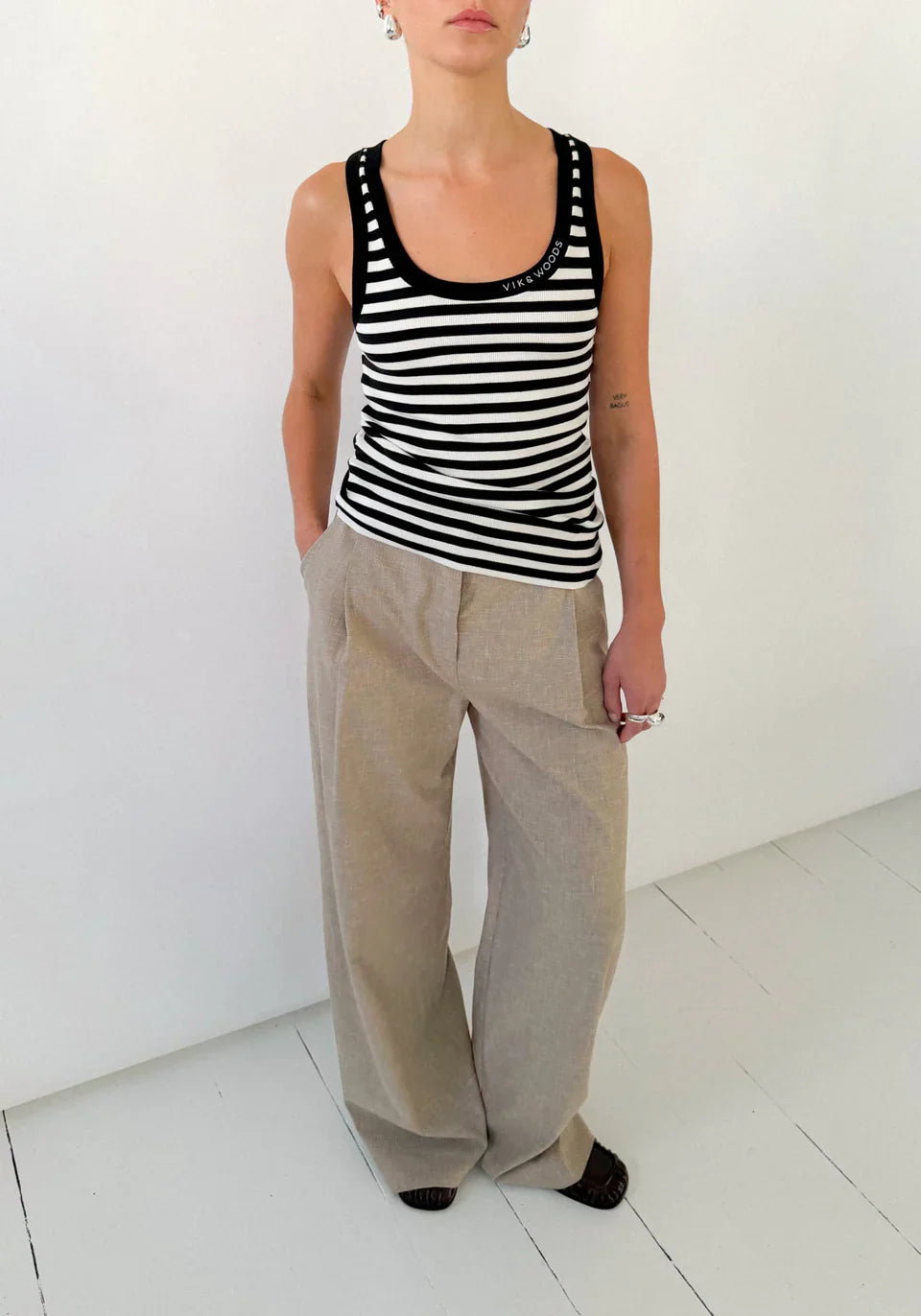 Vik & Woods Tank | Black/Ivory Stripe