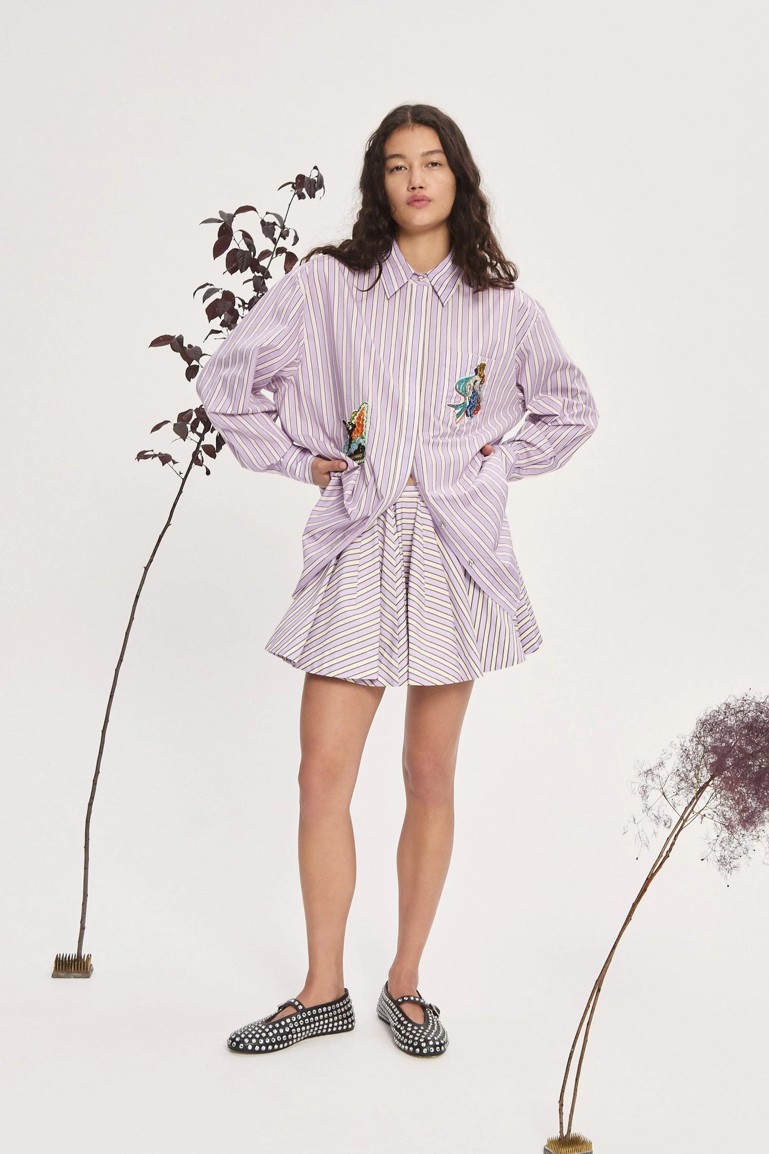 Lucky Pace Embellished Shirt | Stripe