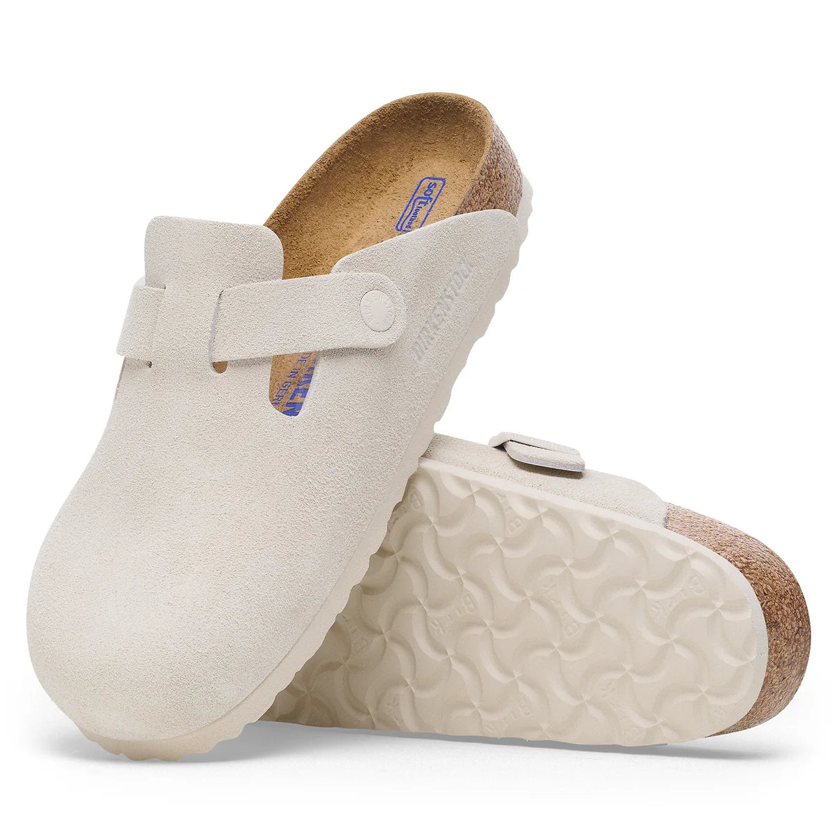 Birkenstock Boston Antique White Suede Leather Regular