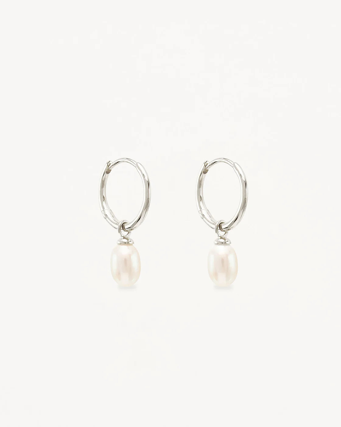 Sterling Silver Live In Peace Pearl Hoop Earrings