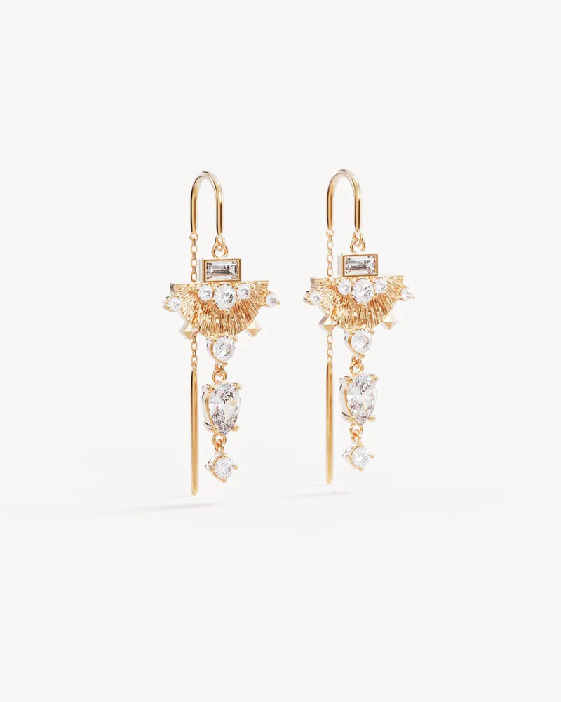 18k Gold Vermeil Lotus Rain Thread Earrings