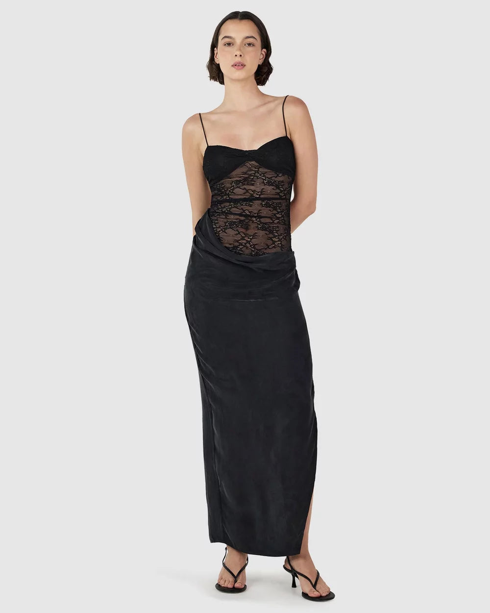 Lola Midi Lace Dress | Black