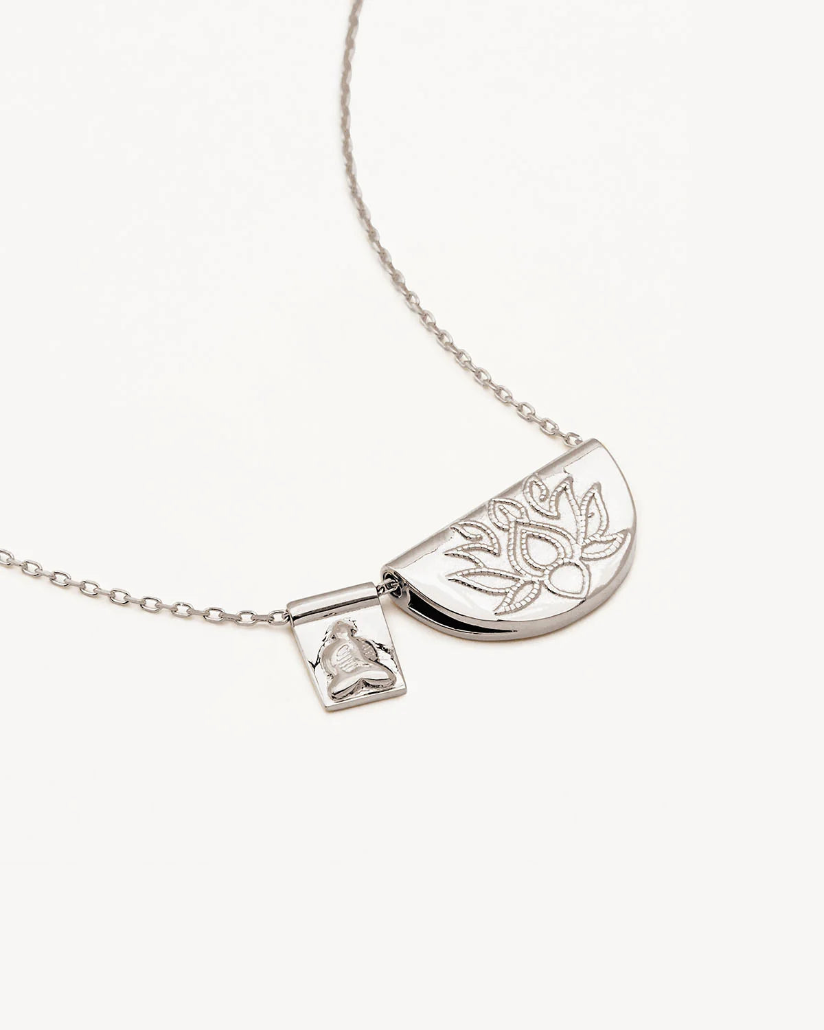 Sterling Silver Lotus and Little Buddha Necklace