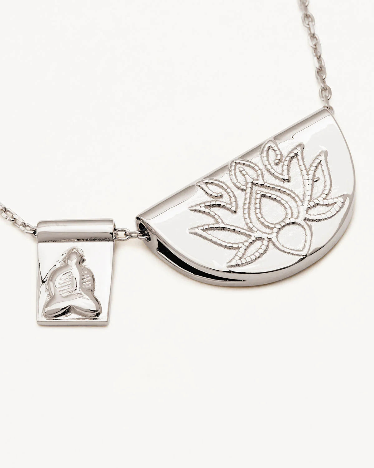 Sterling Silver Lotus and Little Buddha Necklace