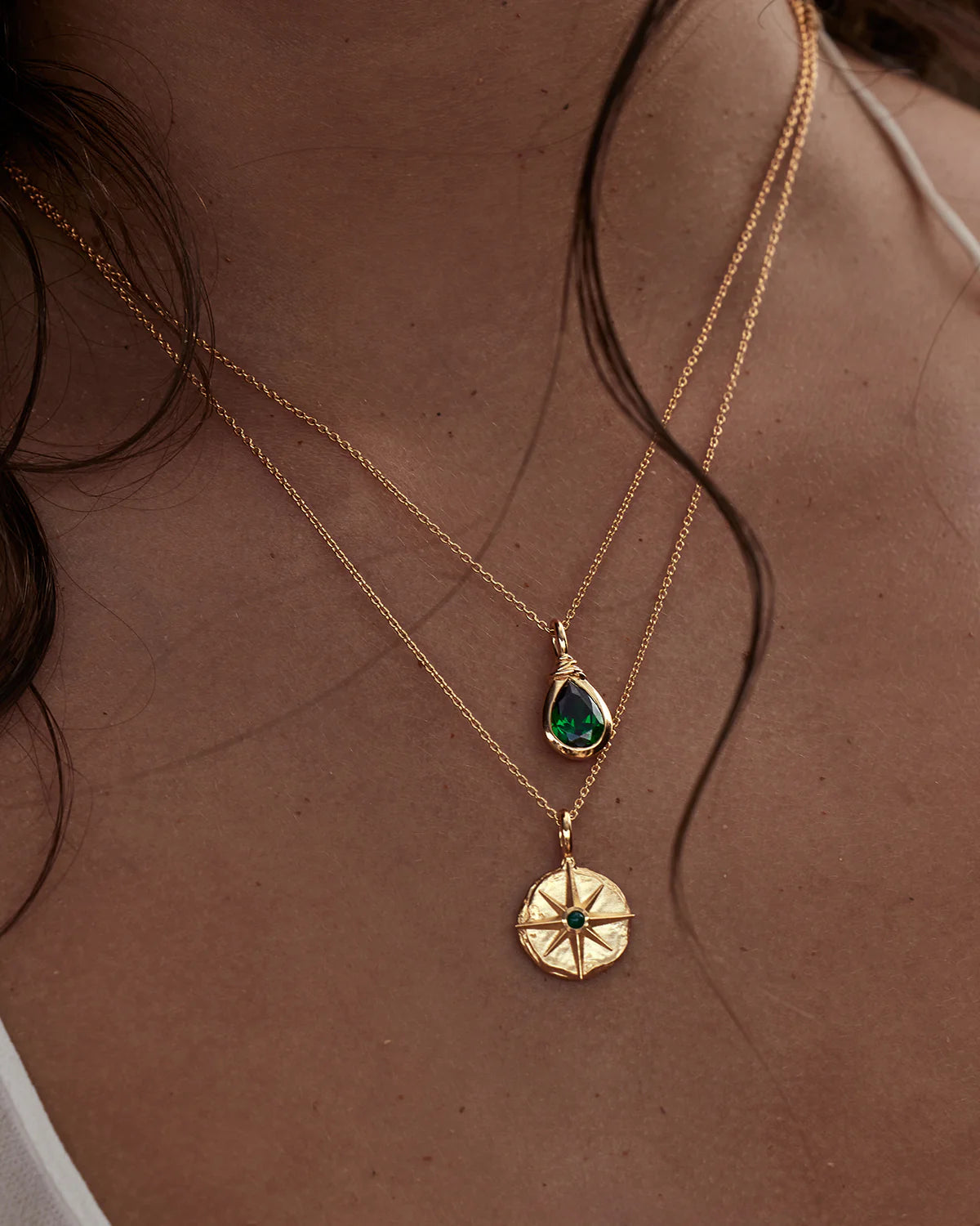 18K Gold Vermeil Soul Searching Necklace | Ocean Green