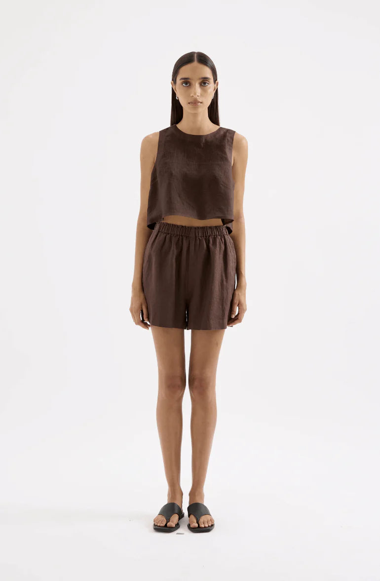 Sian Linen Top | Chocolate
