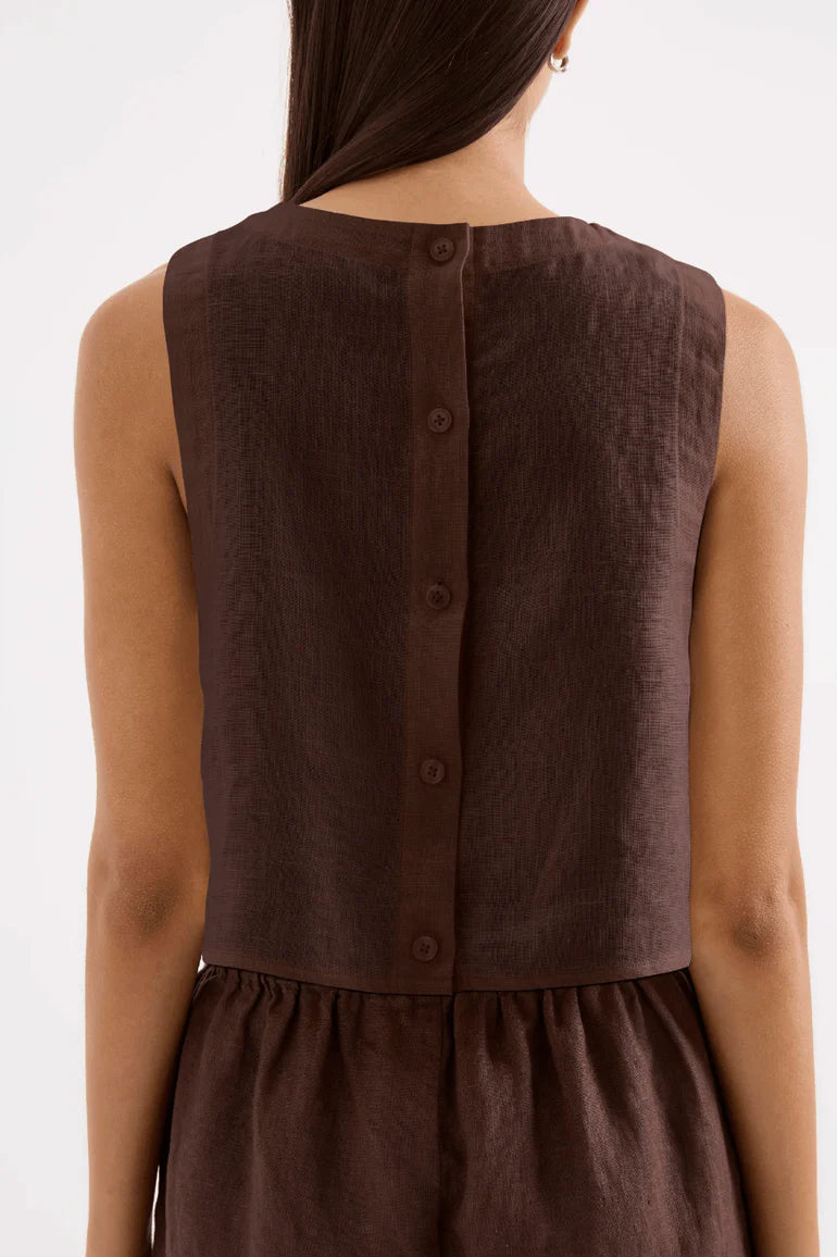 Sian Linen Top | Chocolate
