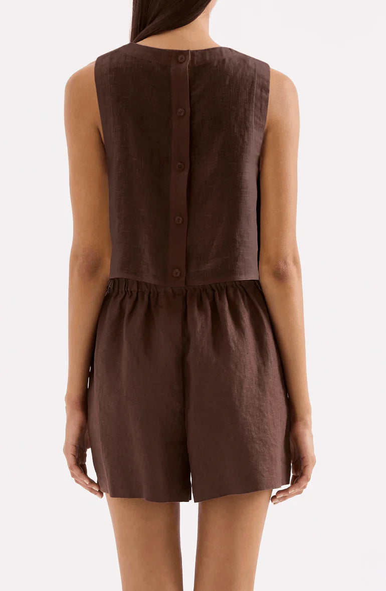 Sian Linen Top | Chocolate