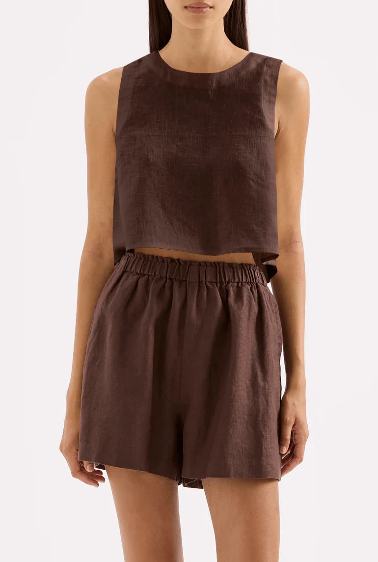 Sian Linen Top | Chocolate