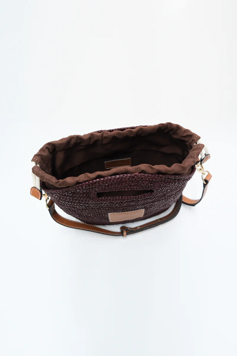 Leather Trimmed Raffia BB | Cocoa