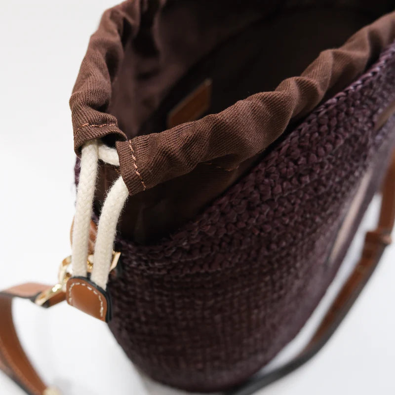 Leather Trimmed Raffia BB | Cocoa