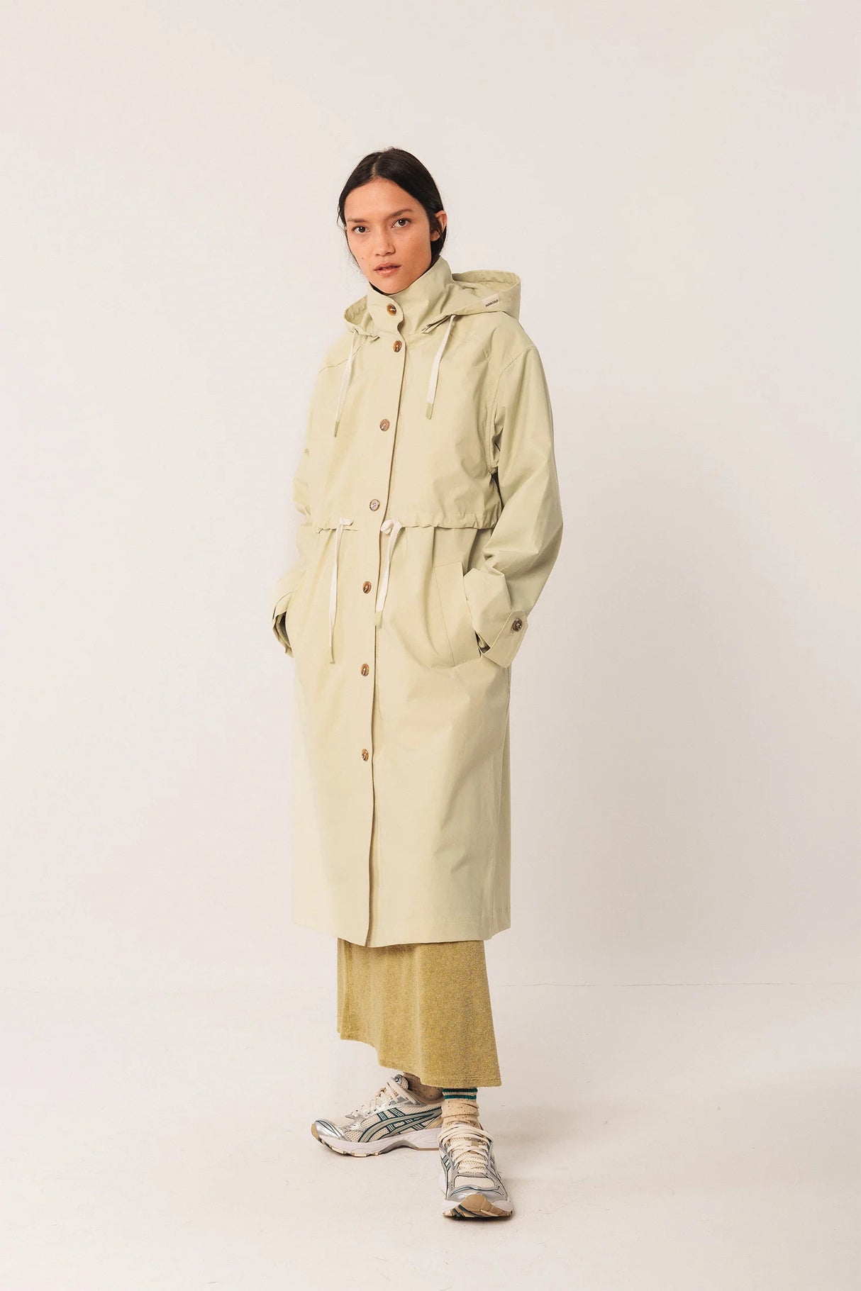 Adjustable Waist Trenchcoat | Sage