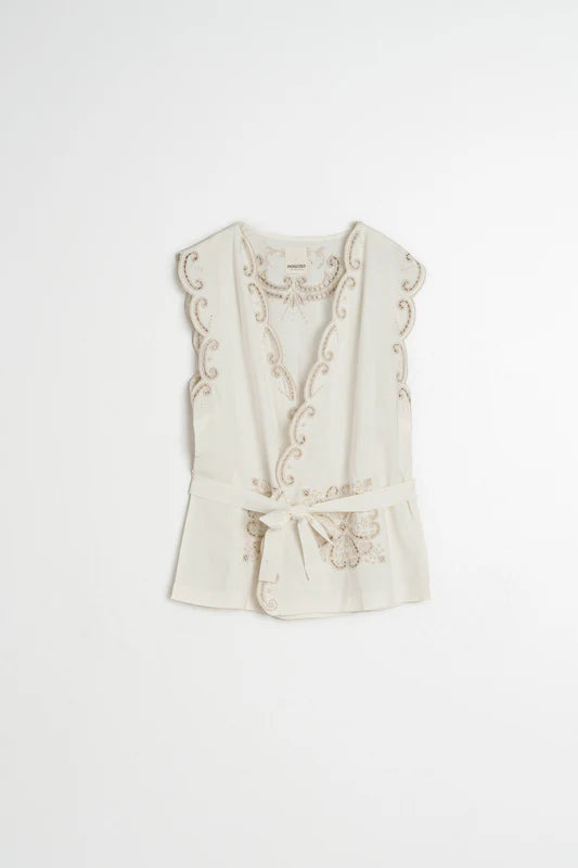 Floral Embroidery Top | Ecru