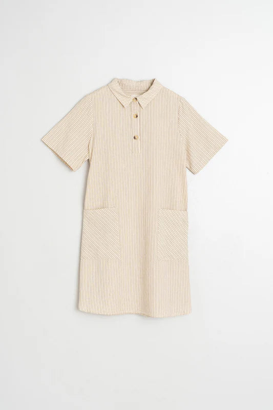 Polo-Collar Dress | Ecru
