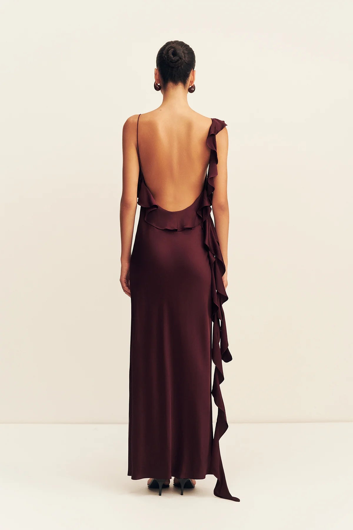 Agnes Ruffle Slip Maxi Dress | Wine Tasting