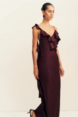 Agnes Ruffle Slip Maxi Dress | Wine Tasting