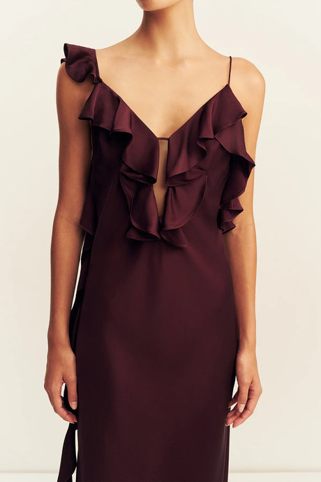 Agnes Ruffle Slip Maxi Dress | Wine Tasting