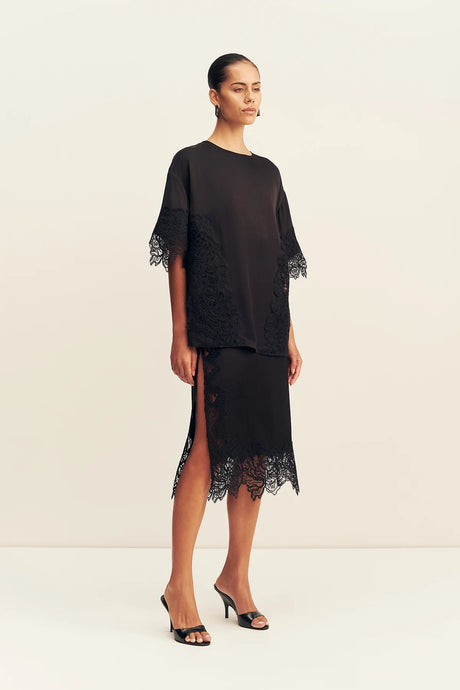 Eniko Lace T-Shirt | Black