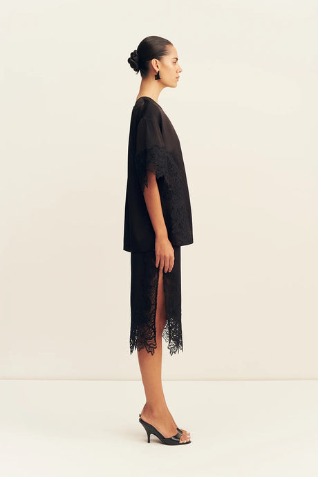 Eniko Lace T-Shirt | Black