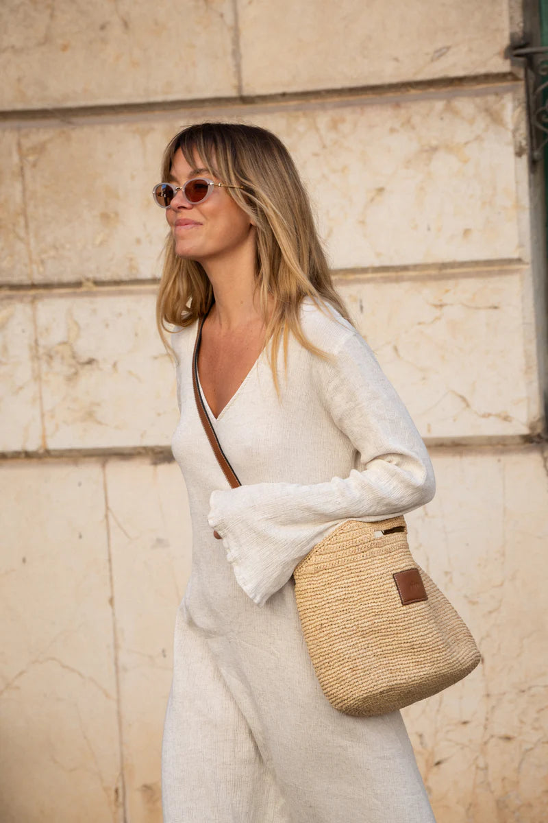 Leather Trimmed Raffia BB