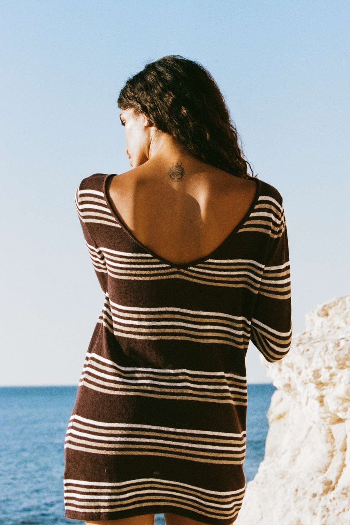 Nia Long Sleeve Mini Dress | Espresso Stripe