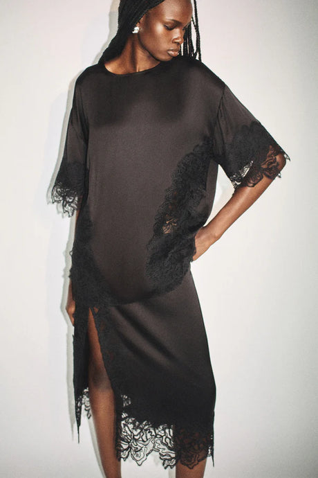 Eniko Lace T-Shirt | Black