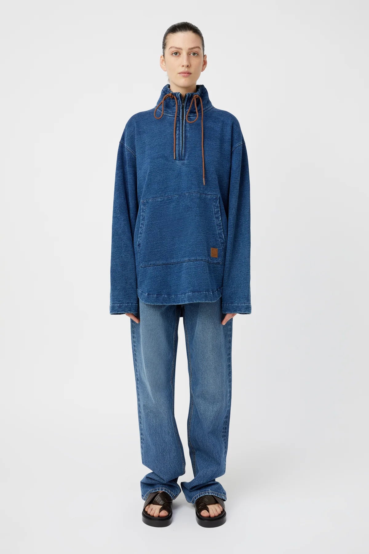 Meena Denim Fleece Pullover | Classic Blue