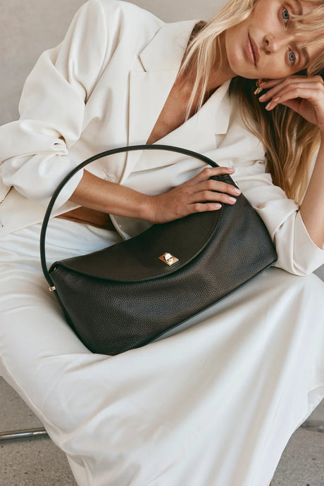 Sloan Large Dark Chocolate Leather Top Handle Crossbody