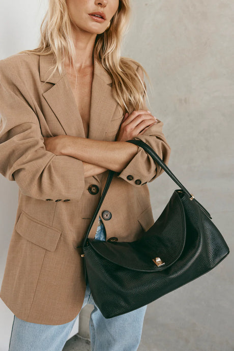 Sloan Large Black Leather Top Handle Crossbody