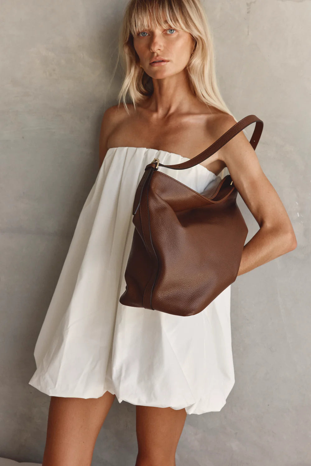 Serena Mocha Leather Hobo Bag
