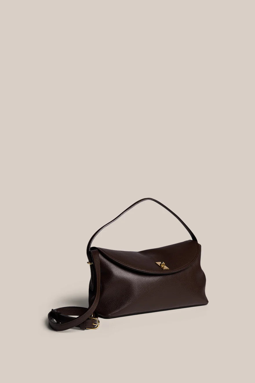 Sloan Large Dark Chocolate Leather Top Handle Crossbody