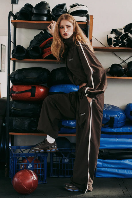 Fight Night Windbreaker Pant | Brown/Cream