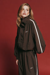 Fight Night Zip Windbreaker | Brown/Cream