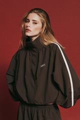 Fight Night Zip Windbreaker | Brown/Cream