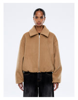 Maeve Wool Blend Bomber | Sand
