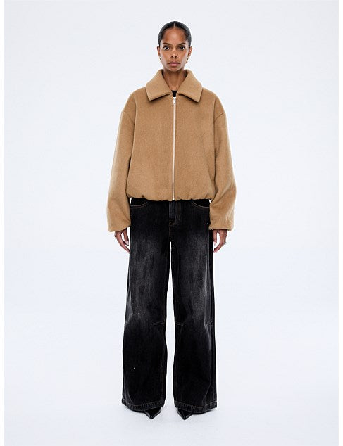 Maeve Wool Blend Bomber | Sand