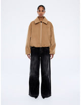 Maeve Wool Blend Bomber | Sand