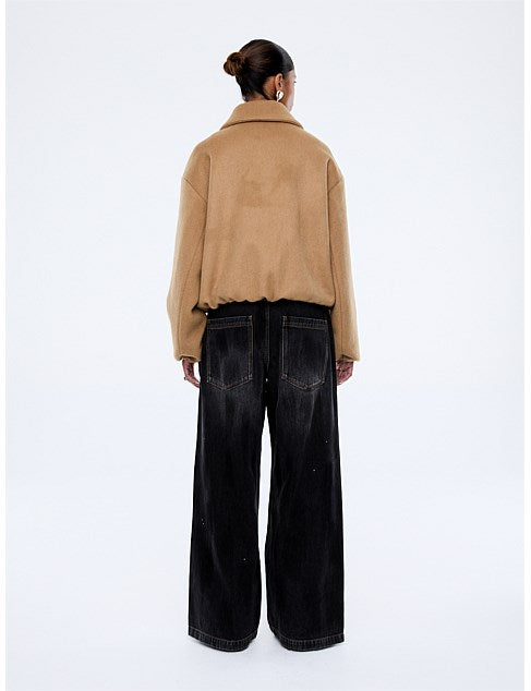 Maeve Wool Blend Bomber | Sand