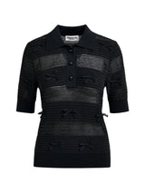 Black bow embellished knit polo | Black