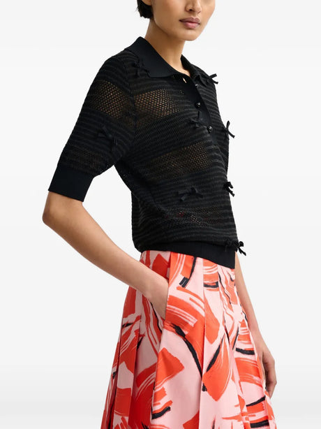 Black bow embellished knit polo | Black