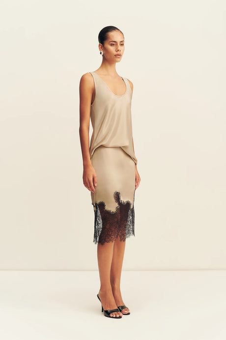 Lucia Lace Midi Skirt | Champagne