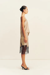 Lucia Lace Midi Skirt | Champagne